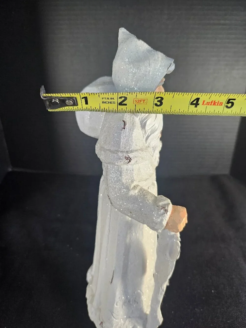 White Glitter Rustic Santa Figurine 12